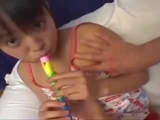 Teen asian chick playing with flute forced to play pecker