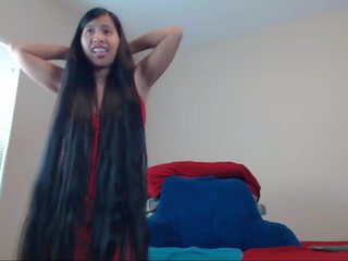 Pleasant Long Haired Asian Striptease and Hairplay: HD sex movie 6a